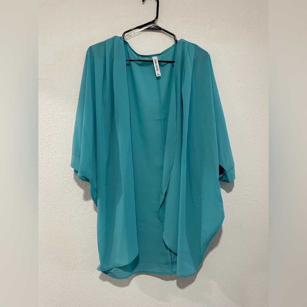 Zenana Teal Open Front Kimono Cardigan Size Large